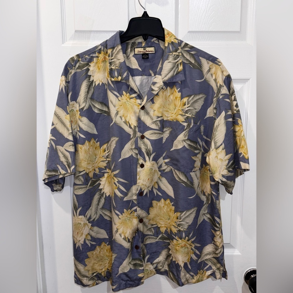 100% SILK Tommy Bahama Short Sleeve Button Down SZ XL - Picture 2 of 6